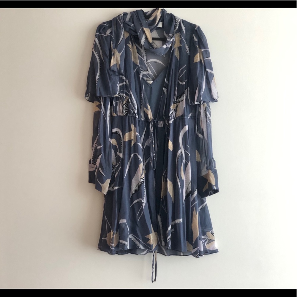 Layered printed silk-chiffon mini wrap dress